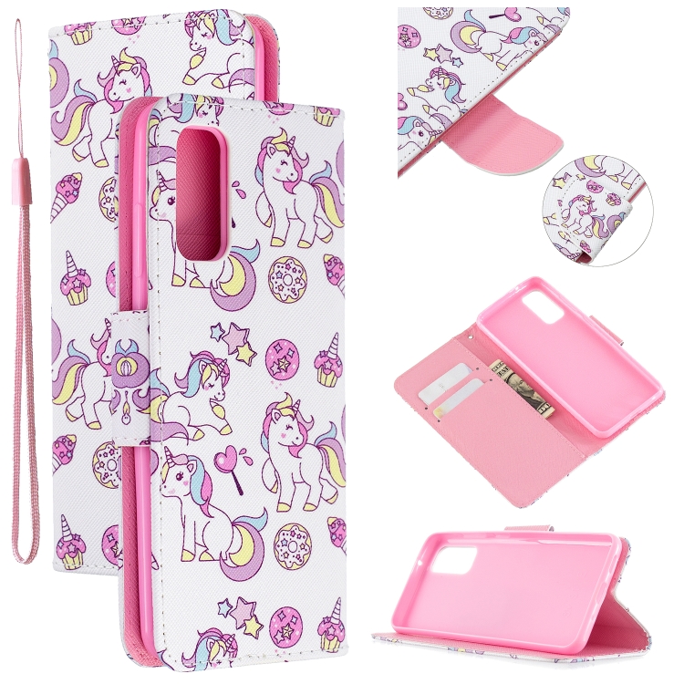 

For Samsung Galaxy A71 Colored Drawing Pattern Cross Texture Horizontal Flip PU Leather Case with Holder & Card Slots & Wallet(Ice Cream Unicorn)