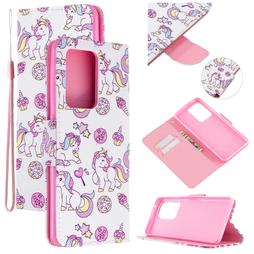 

For Samsung Galaxy S20 Ultra Colored Drawing Pattern Cross Texture Horizontal Flip PU Leather Case with Holder & Card Slots & Wallet(Ice Cream Unicorn)