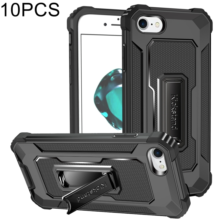 

10 PCS Knight Jazz PC+TPU Shockproof Protective Case with Foldable Holder For iPhone SE 2020 / 8 / 7(Black)