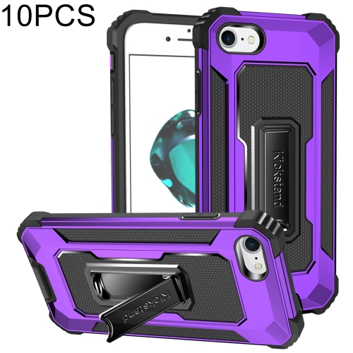 

10 PCS Knight Jazz PC+TPU Shockproof Protective Case with Foldable Holder For iPhone SE 2020 / 8 / 7(Purple)