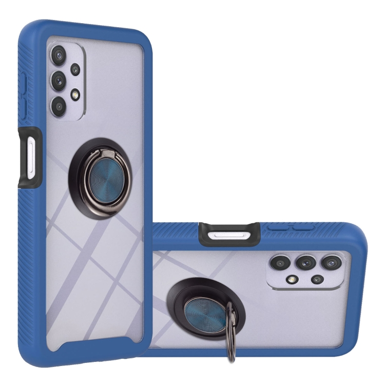 

For Samsung Galaxy A32 5G Starry Sky Solid Color Series Shockproof PC + TPU Protective Case with Ring Holder & Magnetic Function(Blue)