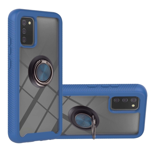 

For Samsung Galaxy A02s US Version Starry Sky Solid Color Series Shockproof PC + TPU Protective Case with Ring Holder & Magnetic Function(Blue)