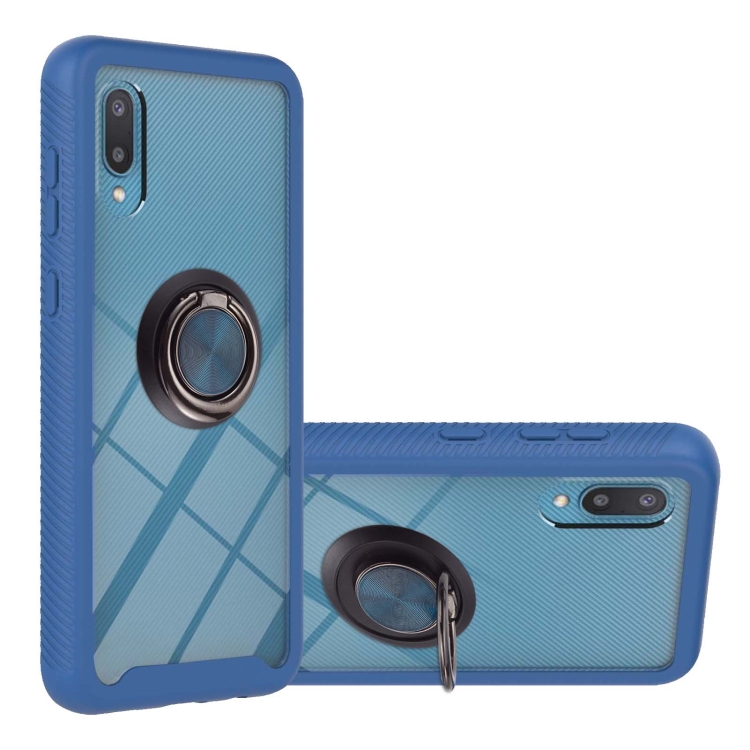 

For Samsung Galaxy A02 Starry Sky Solid Color Series Shockproof PC + TPU Protective Case with Ring Holder & Magnetic Function(Blue)