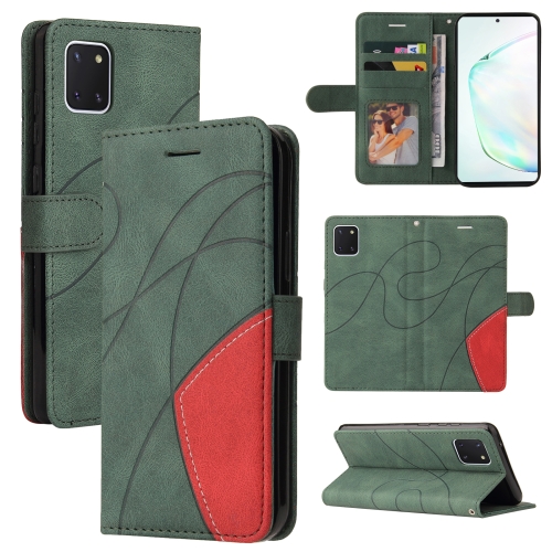 

For Samsung Galaxy Note10 Lite / A81 Dual-color Splicing Horizontal Flip PU Leather Case with Holder & Card Slots & Wallet(Green)