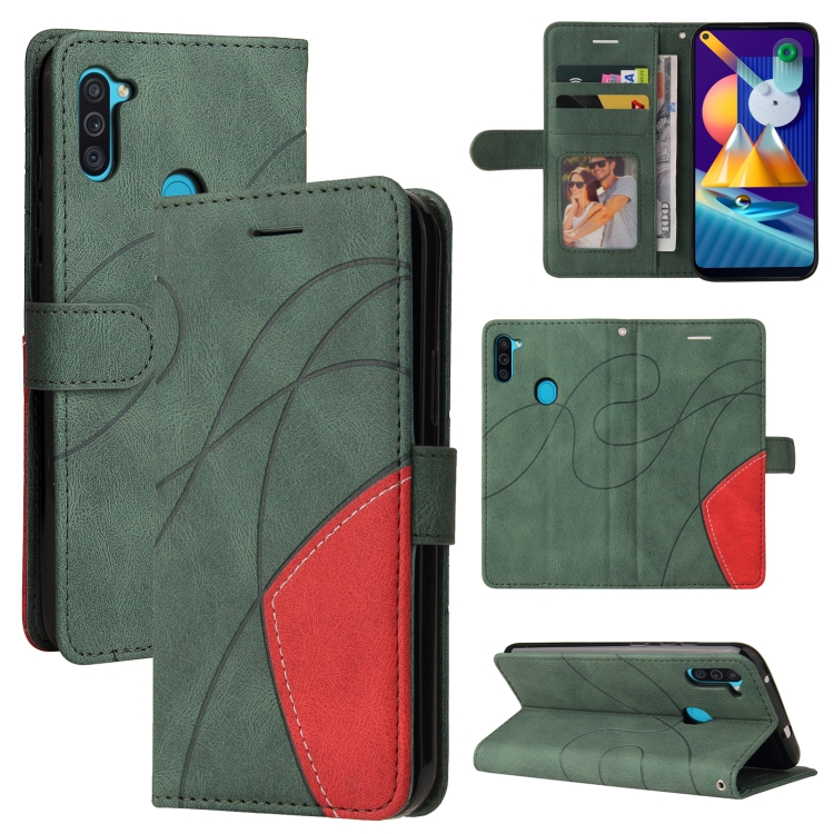 

For Samsung Galaxy M11 Dual-color Splicing Horizontal Flip PU Leather Case with Holder & Card Slots & Wallet(Green)