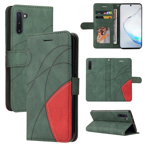 

For Samsung Galaxy Note10 Dual-color Splicing Horizontal Flip PU Leather Case with Holder & Card Slots & Wallet(Green)