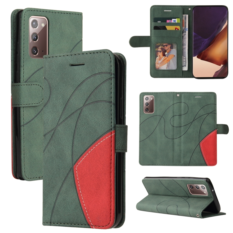 

For Samsung Galaxy Note20 Dual-color Splicing Horizontal Flip PU Leather Case with Holder & Card Slots & Wallet(Green)