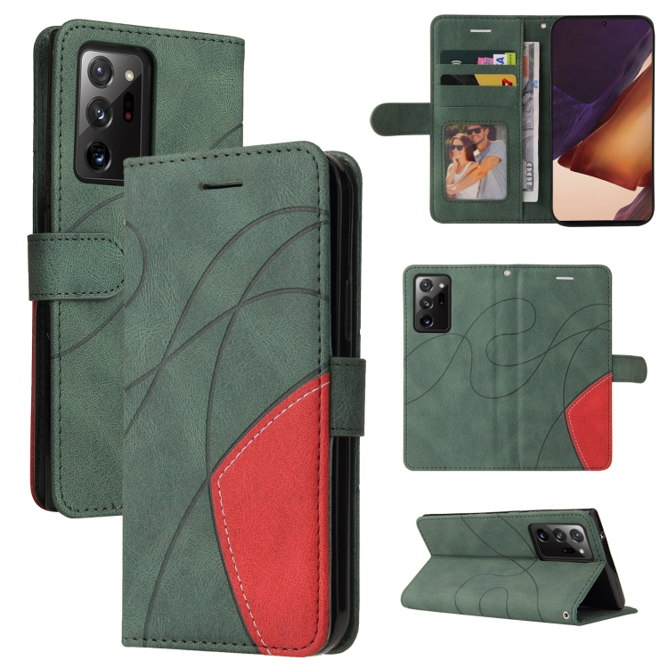 

For Samsung Galaxy Note20 Ultra Dual-color Splicing Horizontal Flip PU Leather Case with Holder & Card Slots & Wallet(Green)