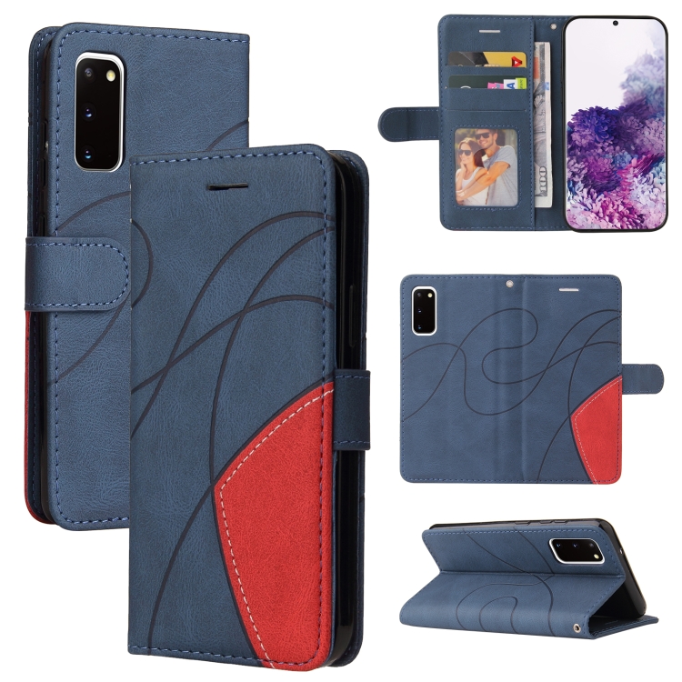

For Samsung Galaxy S20 Dual-color Splicing Horizontal Flip PU Leather Case with Holder & Card Slots & Wallet(Blue)
