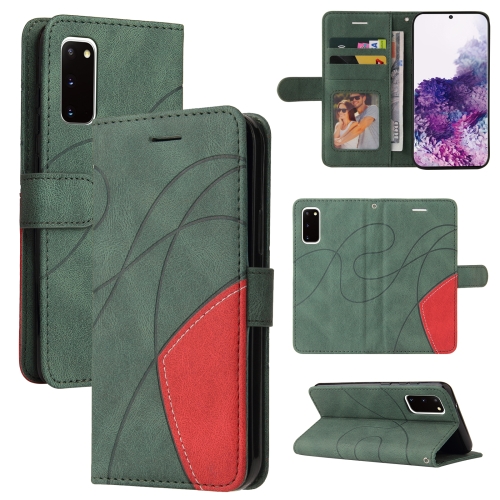 

For Samsung Galaxy S20 Dual-color Splicing Horizontal Flip PU Leather Case with Holder & Card Slots & Wallet(Green)