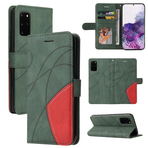 

For Samsung Galaxy S20+ Dual-color Splicing Horizontal Flip PU Leather Case with Holder & Card Slots & Wallet(Green)