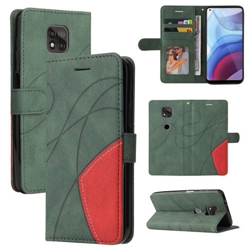 

For Motorola Moto G Power 2021 Dual-color Splicing Horizontal Flip PU Leather Case with Holder & Card Slots & Wallet(Green)