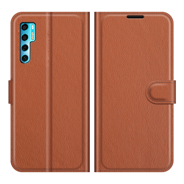 

For TCL 20 Pro 5G Litchi Texture Horizontal Flip Protective Case with Holder & Card Slots & Wallet(Brown)