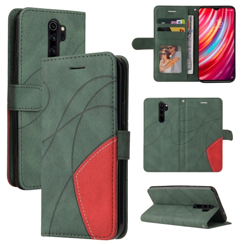 

For Xiaomi Redmi Note 8 Pro Dual-color Splicing Horizontal Flip PU Leather Case with Holder & Card Slots & Wallet(Green)