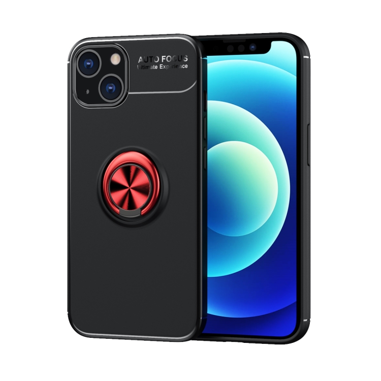 

Metal Ring Holder 360 Degree Rotating TPU Case For iPhone 13(Black+Red)