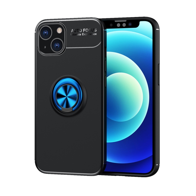 

Metal Ring Holder 360 Degree Rotating TPU Case For iPhone 13(Black+Blue)