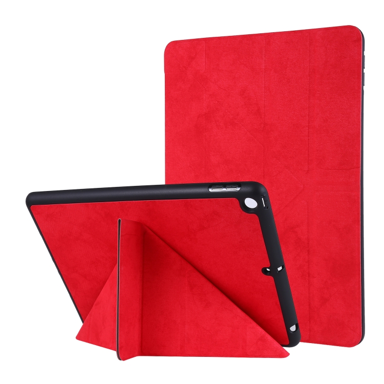 

For iPad 10.2 inch Silk Texture Horizontal Deformation Flip Leather Case with Holder & Pen Slot(Red)