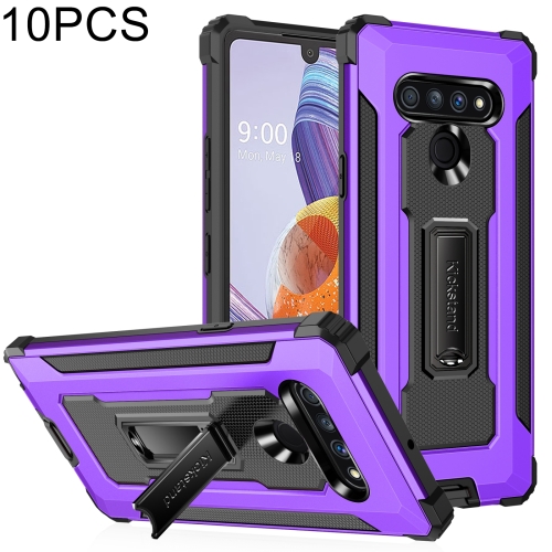 

For LG Stylo 6 10 PCS Knight Jazz PC+TPU Shockproof Protective Case with Foldable Holder(Purple)