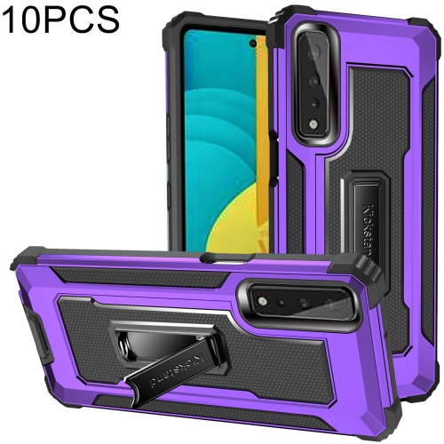 

For LG Stylo 7 5G 10 PCS Knight Jazz PC+TPU Shockproof Protective Case with Foldable Holder(Purple)