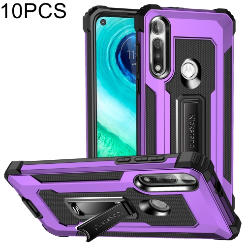 

For Motorola Moto G Fast 10 PCS Knight Jazz PC+TPU Shockproof Protective Case with Foldable Holder(Purple)