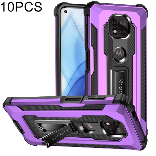 

For Motorola Moto G Power 2021 10 PCS Knight Jazz PC+TPU Shockproof Protective Case with Foldable Holder(Purple)