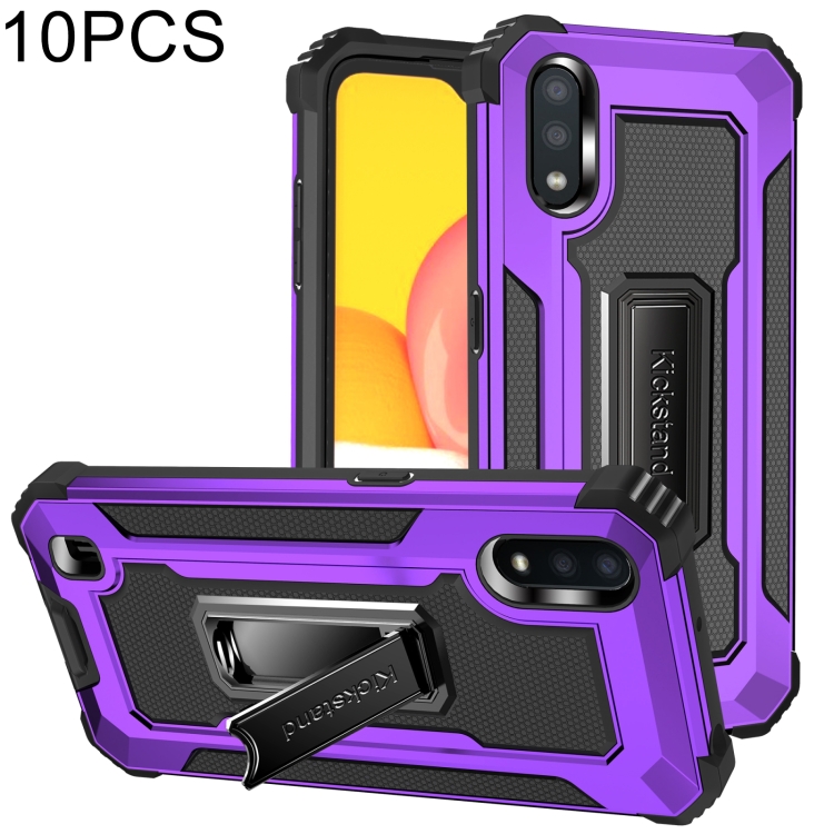 

For Samsung Galaxy A01 US Version 10 PCS Knight Jazz PC+TPU Shockproof Protective Case with Foldable Holder(Purple)