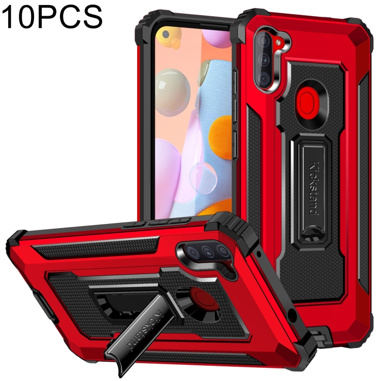 

For Samsung Galaxy A11 US Version 10 PCS Knight Jazz PC+TPU Shockproof Protective Case with Foldable Holder(Red)