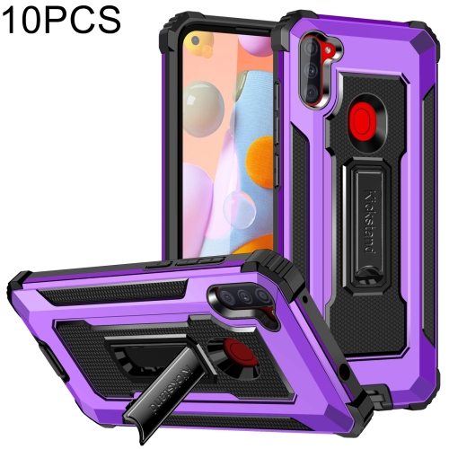 

For Samsung Galaxy A11 US Version 10 PCS Knight Jazz PC+TPU Shockproof Protective Case with Foldable Holder(Purple)