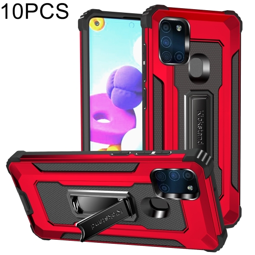

For Samsung Galaxy A21s 10 PCS Knight Jazz PC+TPU Shockproof Protective Case with Foldable Holder(Red)