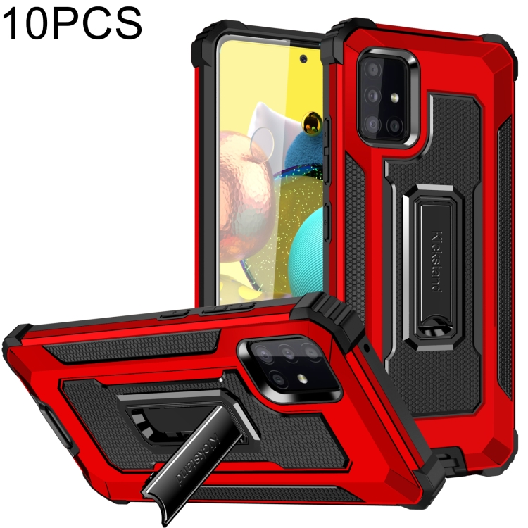 

For Samsung Galaxy A51 5G 10 PCS Knight Jazz PC+TPU Shockproof Protective Case with Foldable Holder(Red)