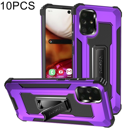 

For Samsung Galaxy A71 10 PCS Knight Jazz PC+TPU Shockproof Protective Case with Foldable Holder(Purple)