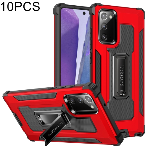 

For Samsung Galaxy Note20 10 PCS Knight Jazz PC+TPU Shockproof Protective Case with Foldable Holder(Red)