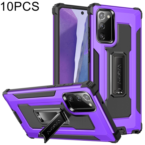 

For Samsung Galaxy Note20 Ultra 10 PCS Knight Jazz PC+TPU Shockproof Protective Case with Foldable Holder(Purple)