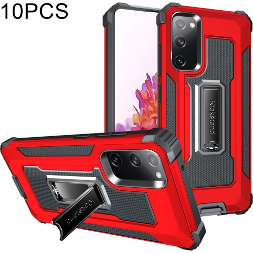 

For Samsung Galaxy S20 FE 5G 10 PCS Knight Jazz PC+TPU Shockproof Protective Case with Foldable Holder(Red)