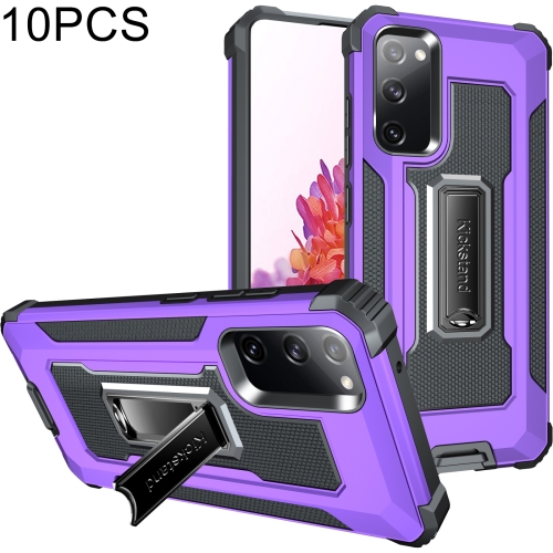 

For Samsung Galaxy S20 FE 5G 10 PCS Knight Jazz PC+TPU Shockproof Protective Case with Foldable Holder(Purple)