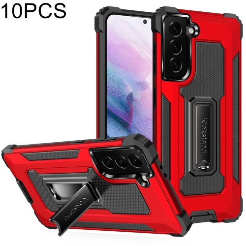 

For Samsung Galaxy S21+ 5G 10 PCS Knight Jazz PC+TPU Shockproof Protective Case with Foldable Holder(Red)