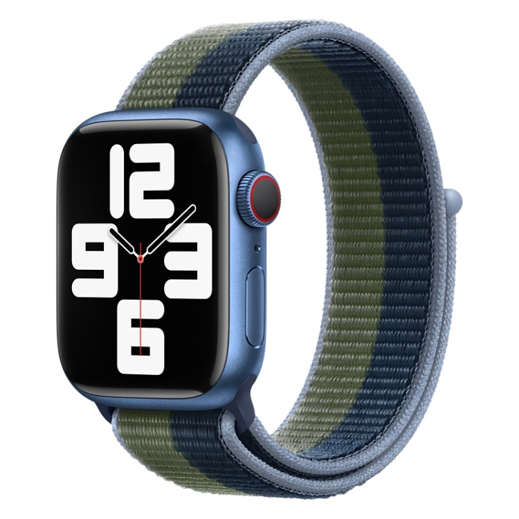 

Loop Type Sport Replacement Strap Watchband For Apple Watch Series 7 45mm / 6 & SE & 5 & 4 44mm / 3 & 2 & 1 42mm (Blue Green)