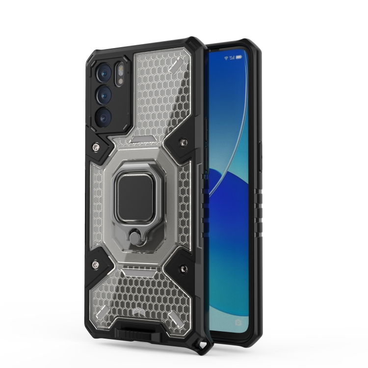 

For OPPO Reno6 Space PC + TPU Ring Holder Protective Case(Silver)