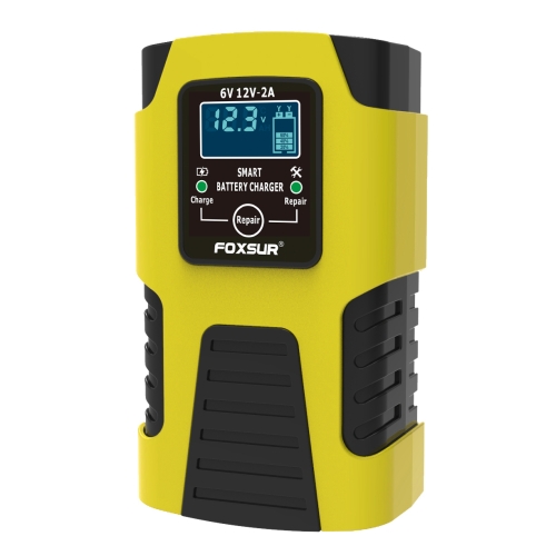 

FOXSUR 2A / 6V / 12V Car / Motorcycle 3-stage Full Smart Battery Charger, Plug Type:EU Plug(Yellow)
