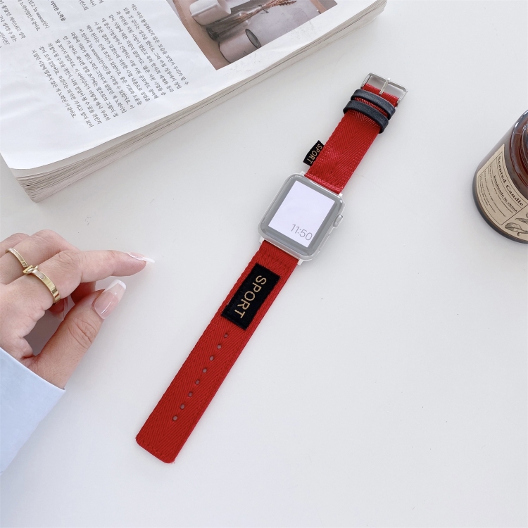 

Nylon Replacement Strap Watchband For Apple Watch Series 6 & SE & 5 & 4 40mm / 3 & 2 & 1 38mm(Red)