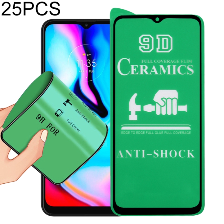 

For Motorola Moto E7 Plus 25 PCS 9D Full Screen Full Glue Ceramic Film