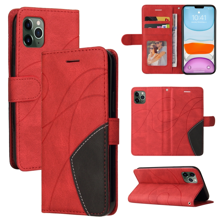 

Dual-color Splicing Horizontal Flip PU Leather Case with Holder & Card Slots & Wallet For iPhone 11 Pro(Red)