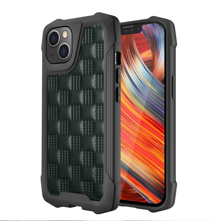 

3D Embossed PU+PC+TPU Non-slip Shockproof Protective Case For iPhone 13(Green)