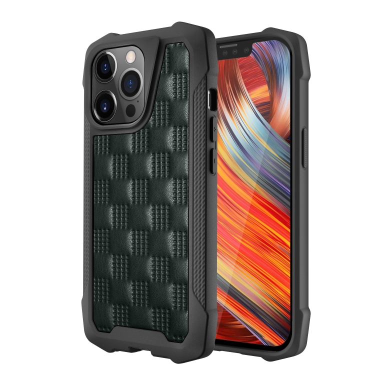 

3D Embossed PU+PC+TPU Non-slip Shockproof Protective Case For iPhone 13 Pro(Green)