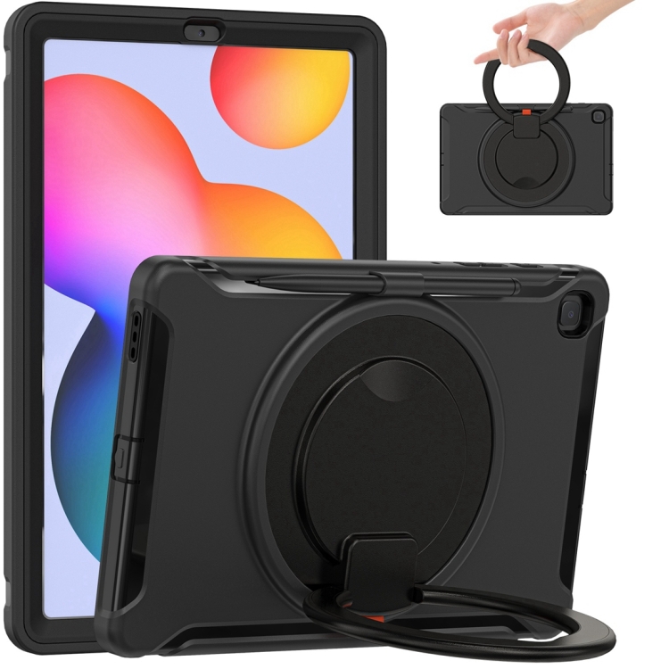 

Shockproof TPU + PC Protective Case with 360 Degree Rotation Foldable Handle Grip Holder & Pen Slot For Samsung Galaxy Tab S6 Lite 10.4 inch P610(Black)