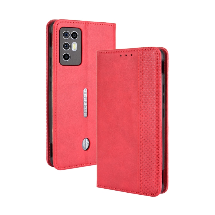 

For ZTE nubia Red Magic 6R Magnetic Buckle Retro Crazy Horse Texture Horizontal Flip Leather Case with Holder & Card Slots & Photo Frame(Red)