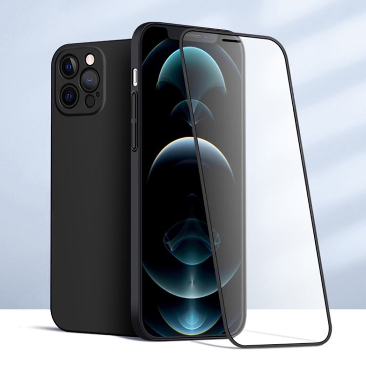 

TOTUDESIGN AA-172 Dazzling Series Frosted PC Case with Tempered Glass Film For iPhone 12 Pro(Black)