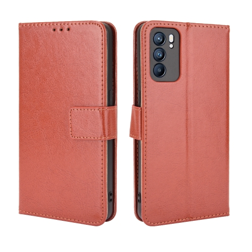 

For OPPO Reno6 5G Crazy Horse Texture Horizontal Flip Leather Case with Holder & Card Slots & Lanyard(Brown)