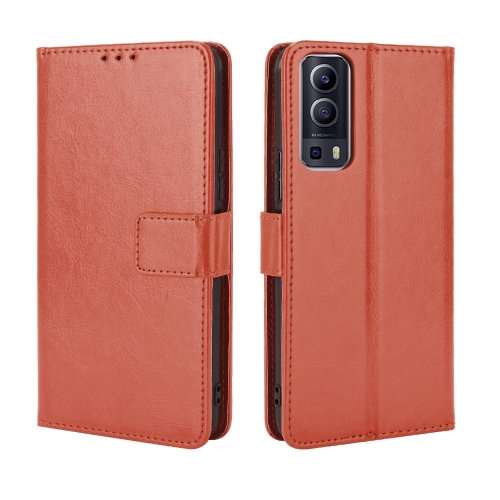 

For vivo Y72 5G / iQOO Z3 Crazy Horse Texture Horizontal Flip Leather Case with Holder & Card Slots & Lanyard(Brown)