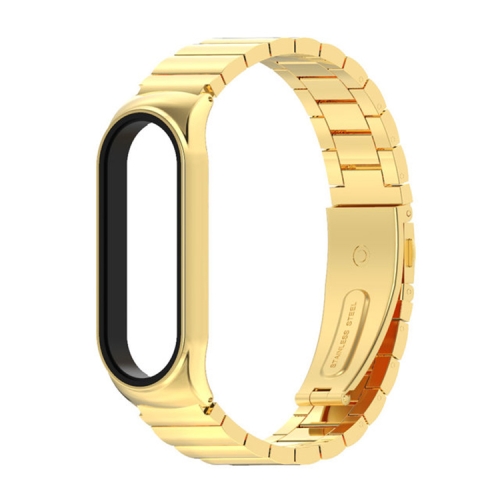 

For Xiaomi Mi Band 6 / 5 / 4 / 3 Metal CS Bamboo Joint Stainless Steel Replacement Watchband(Gold)